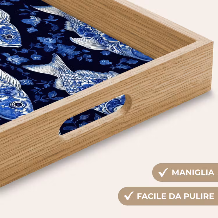 Vassoio - Pesci - Fiori - Blu — 8