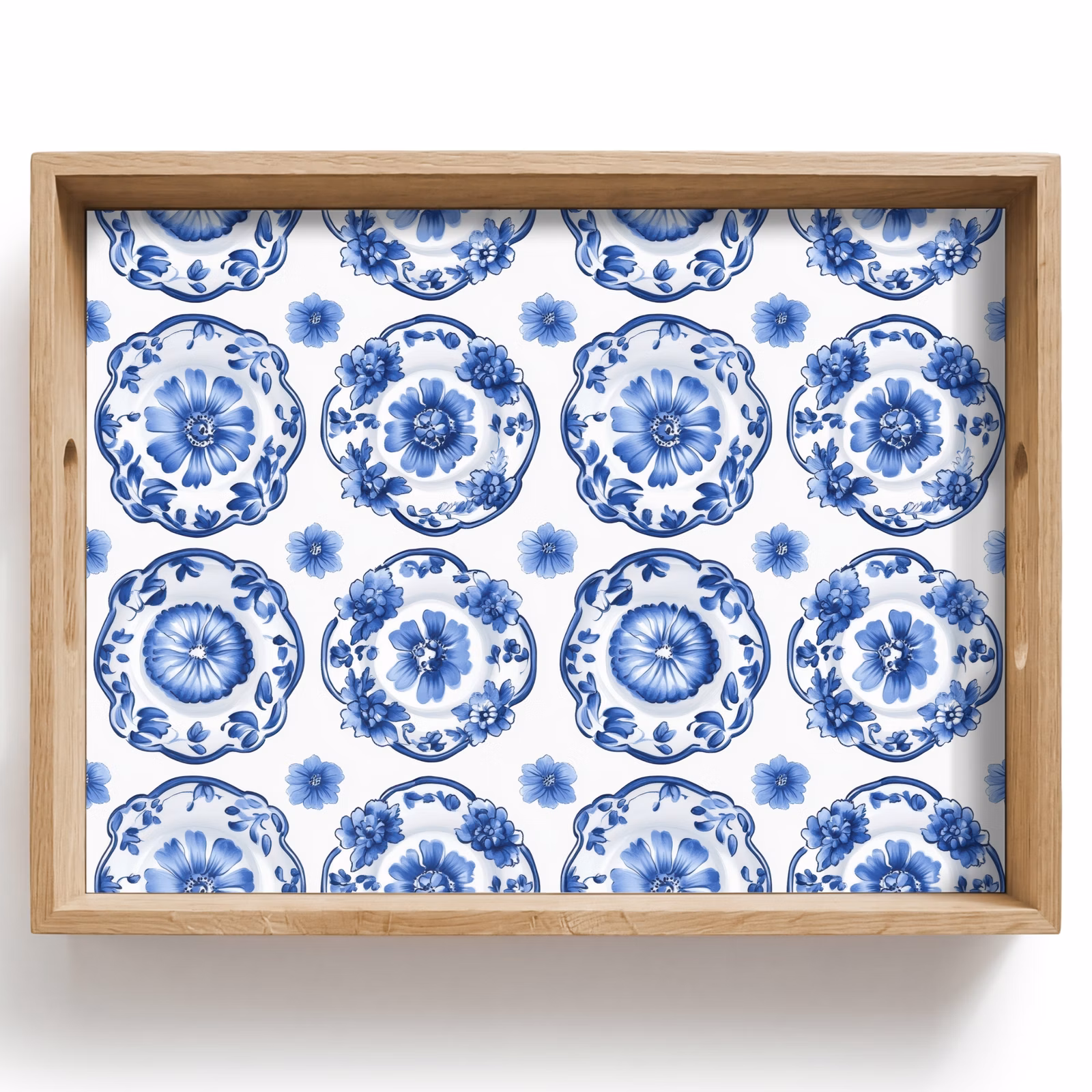 Vassoio - Piatti ornamentali - Fiori - Blu — 1