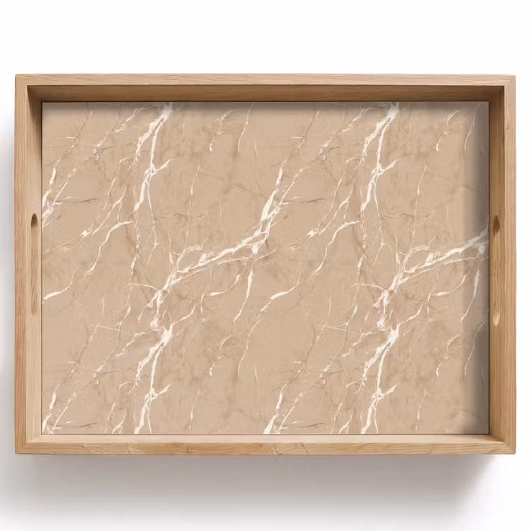 Vassoio - Beige - Marmo - Organico - Bianco — 1