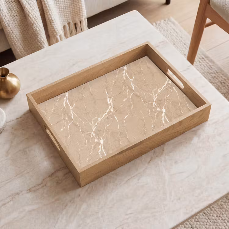 Vassoio - Beige - Marmo - Organico - Bianco — 2