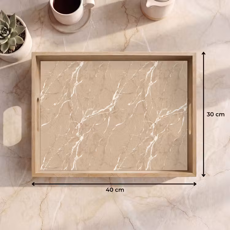Vassoio - Beige - Marmo - Organico - Bianco — 7