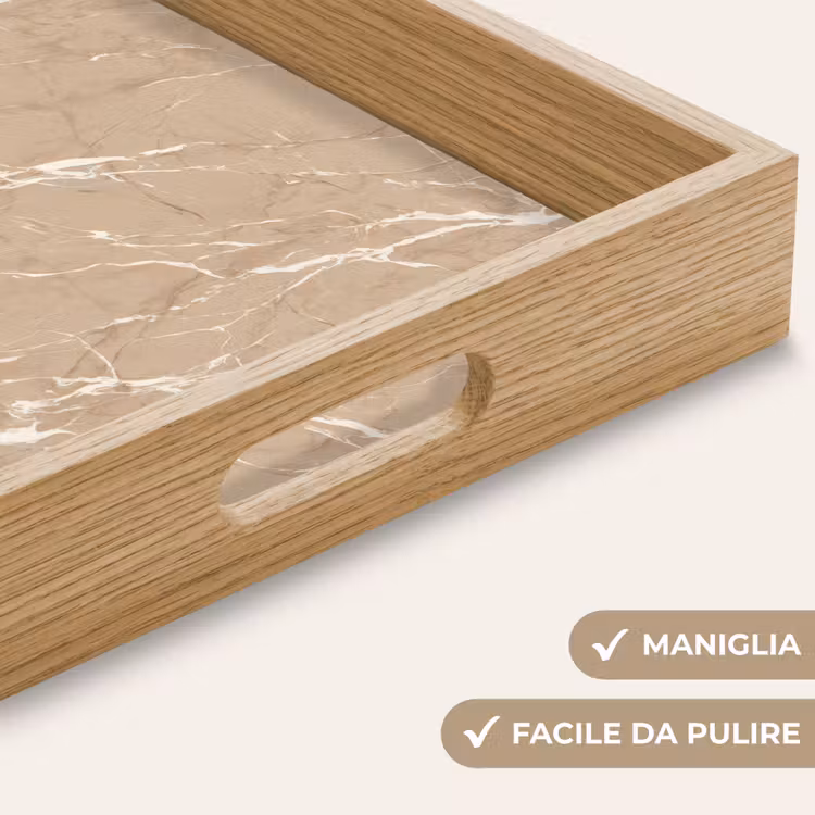 Vassoio - Beige - Marmo - Organico - Bianco — 8