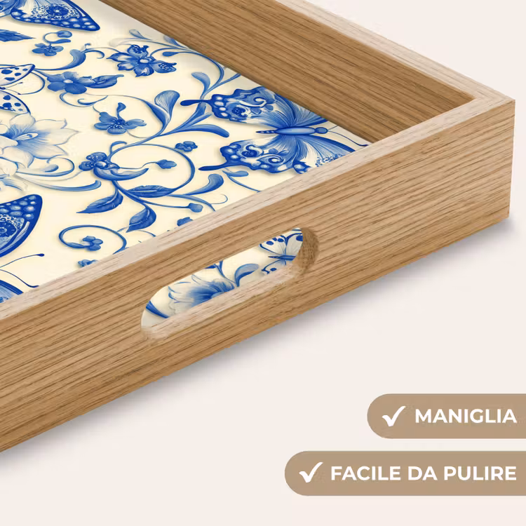 Vassoio - Farfalle - Fiori - Blu - Botanica — 8