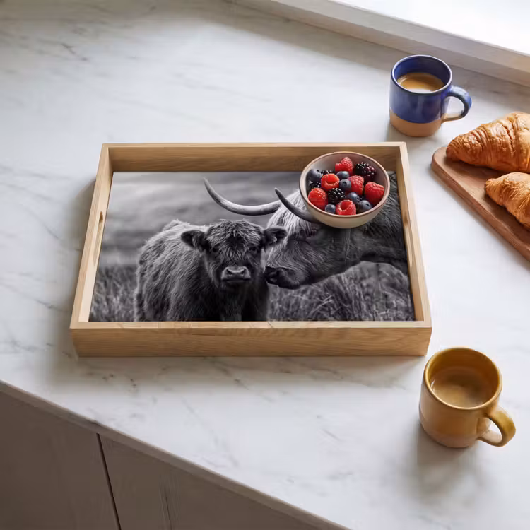 Vassoio - Highlander scozzese - Vitello - Nero - Bianco — 3