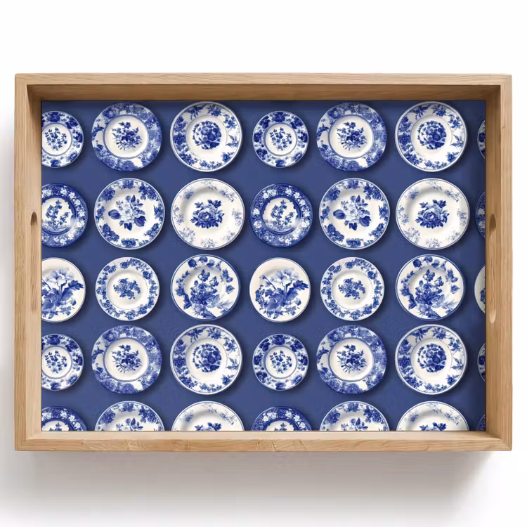 Vassoio - Piatti - Floreale - Blu — 1