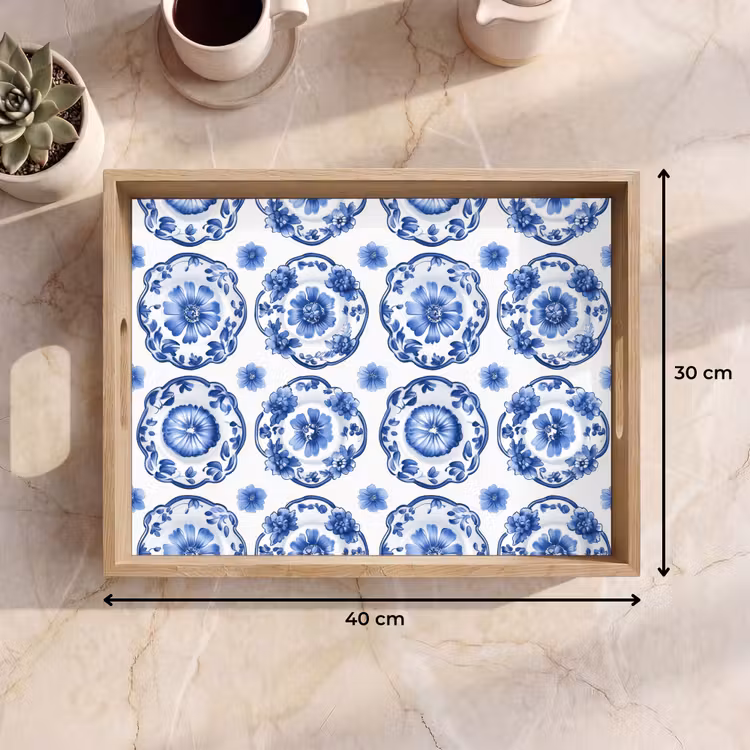 Vassoio - Piatti ornamentali - Fiori - Blu — 7