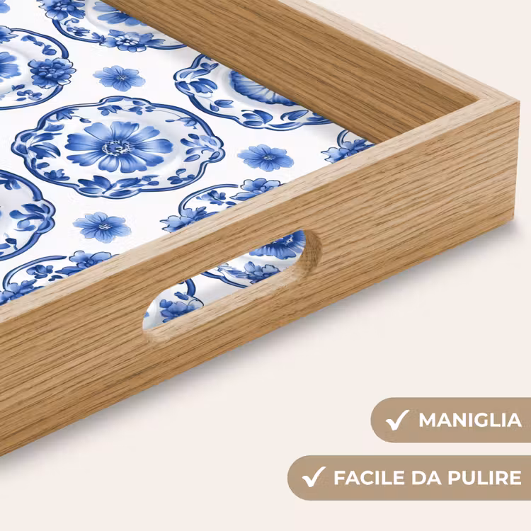 Vassoio - Piatti ornamentali - Fiori - Blu — 8