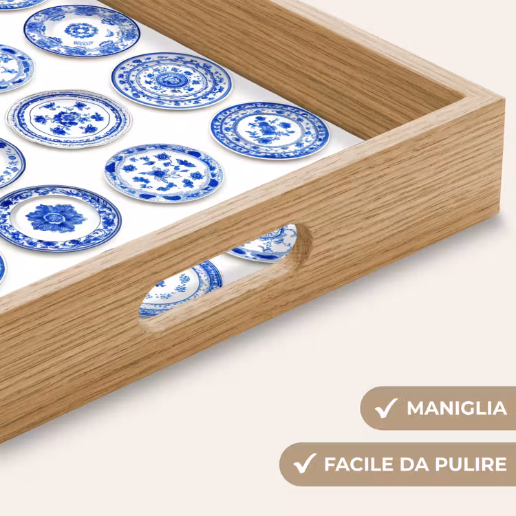 Vassoio - Segni - Fiori - Motivo - Blu — 8