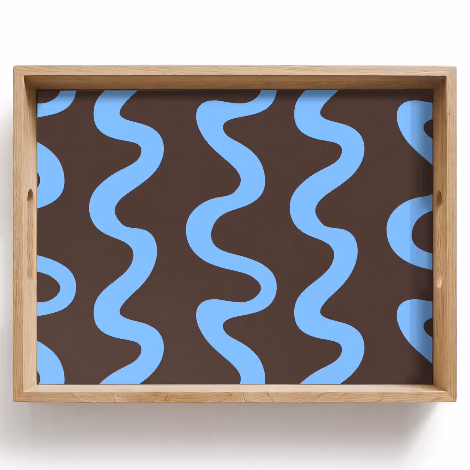 Vassoio - Linee sinuose - Blu - Marrone - Minimalista — 1
