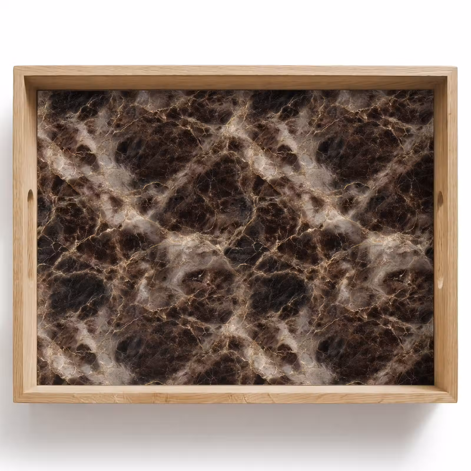 Vassoio - Marrone - Oro - Marmo — 1