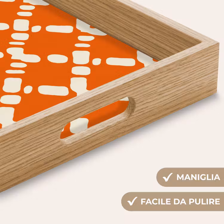 Vassoio - Arancione - Motivo a scacchi - Bianco — 8