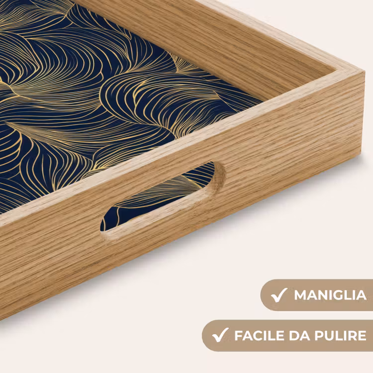 Vassoio - Astratto - Linee - Blu - Oro — 8