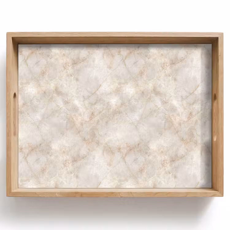 Vassoio - Beige chiaro - Venature marrone dorato - Marmo — 1