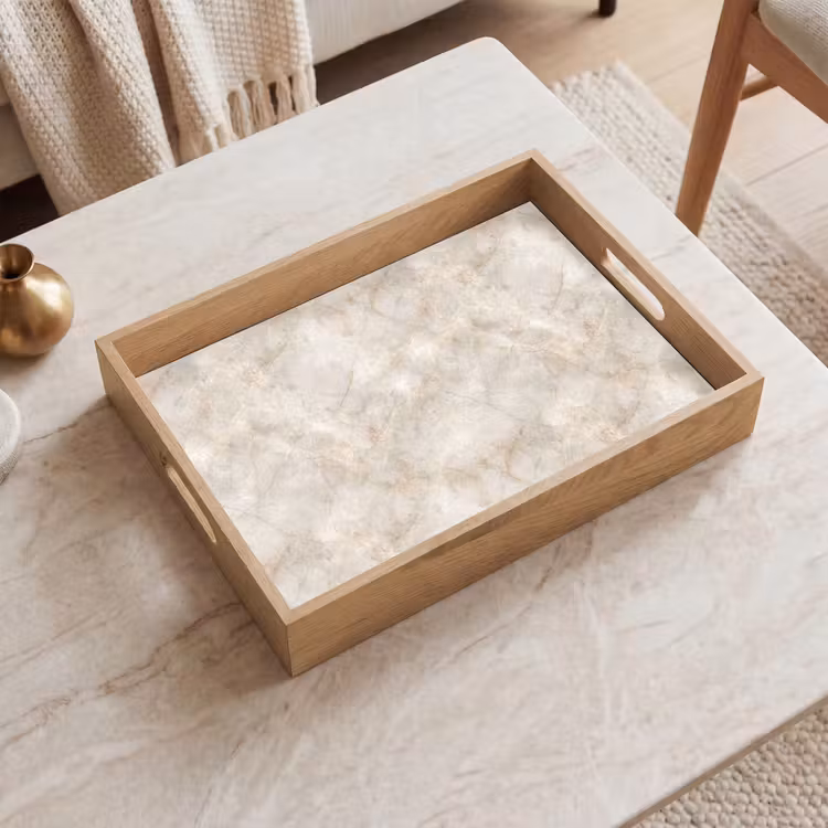 Vassoio - Beige chiaro - Venature marrone dorato - Marmo — 2