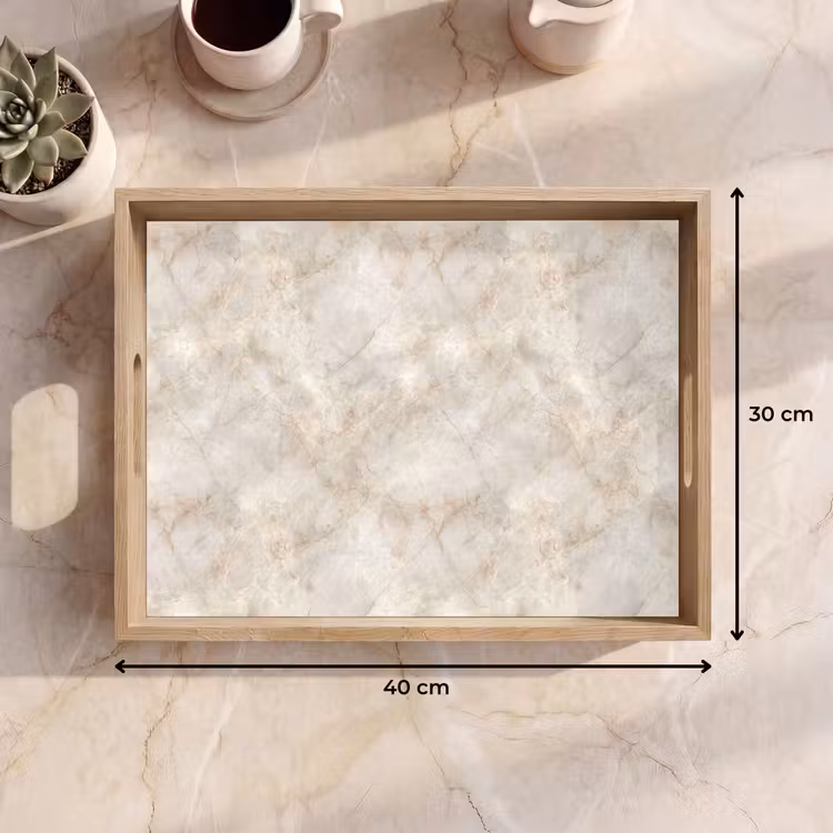 Vassoio - Beige chiaro - Venature marrone dorato - Marmo — 7