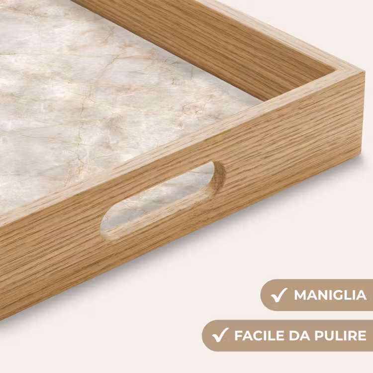 Vassoio - Beige chiaro - Venature marrone dorato - Marmo — 8