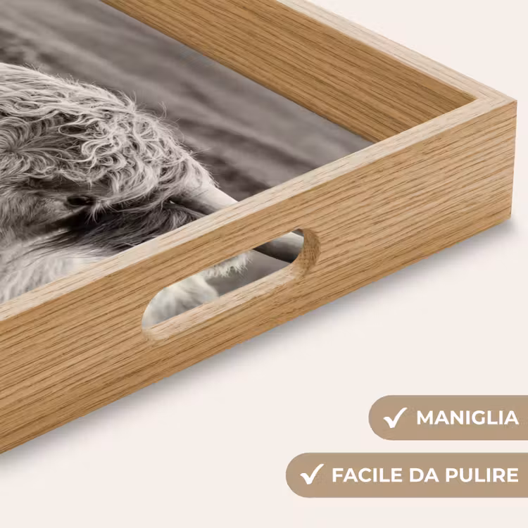 Vassoio - Highlander scozzese - Nero - Bianco - Legno — 8