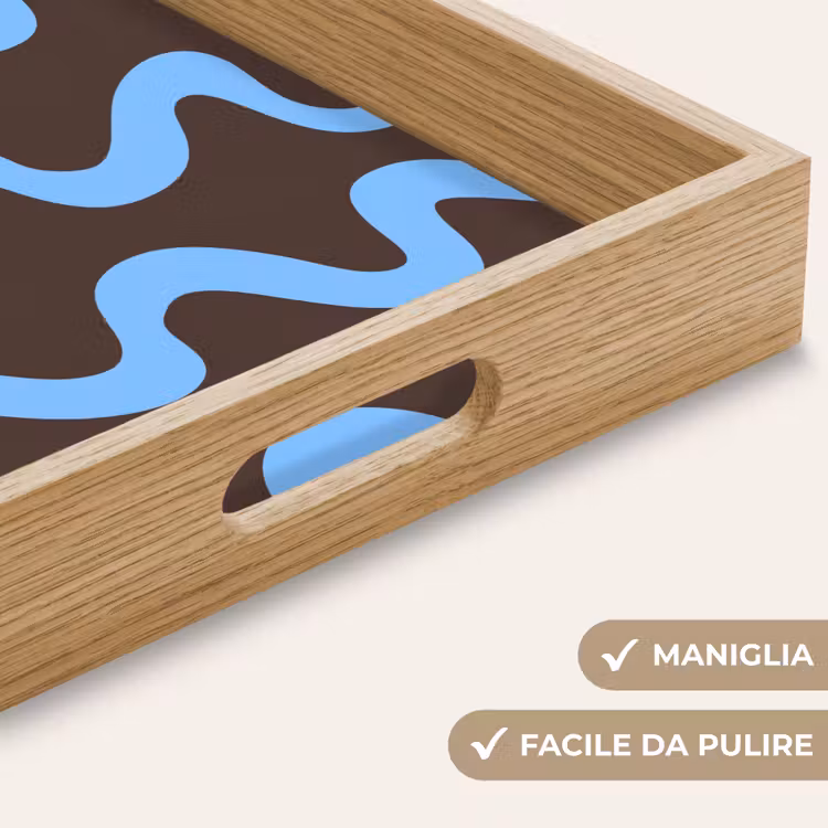 Vassoio - Linee sinuose - Blu - Marrone - Minimalista — 8