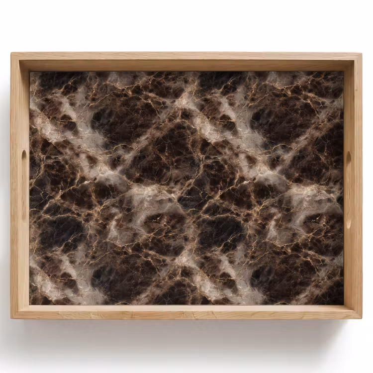 Vassoio - Marrone - Oro - Marmo — 1