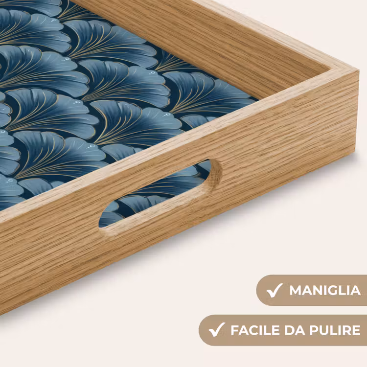 Vassoio - Motivo - Foglia di ginkgo - Blu — 8