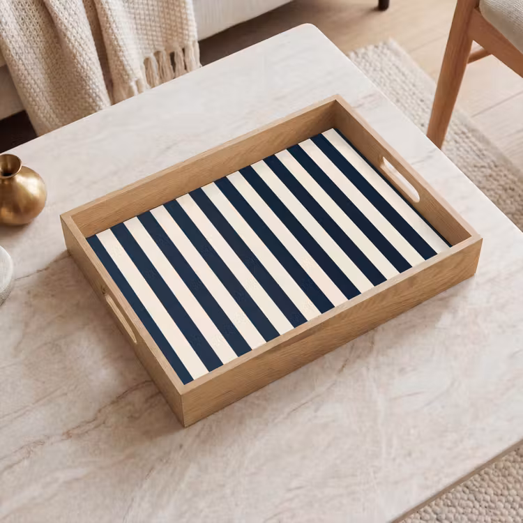 Vassoio - Strisce verticali - Blu - Crema — 2