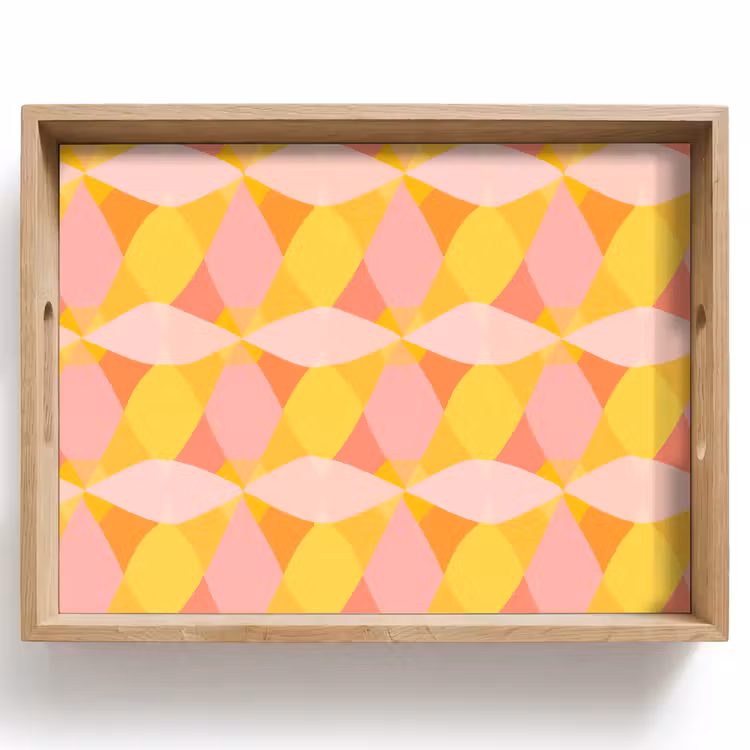 Vassoio - Colorato - Motivo a scacchi - Forme di foglie — 1