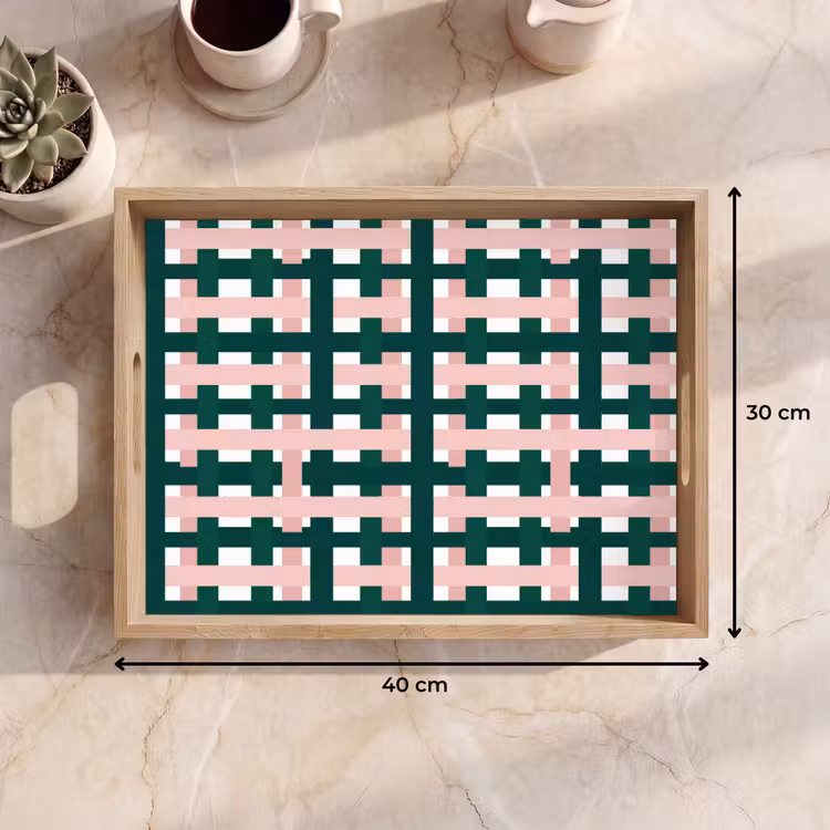 Vassoio - Motivo a treccia - Verde - Rosa - Grafica — 7
