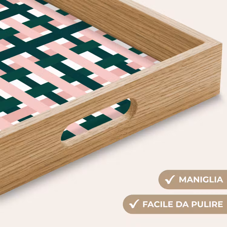 Vassoio - Motivo a treccia - Verde - Rosa - Grafica — 8