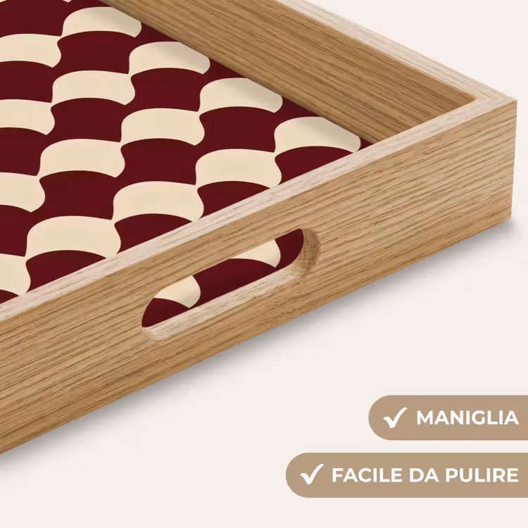 Vassoio - Rosso - Disegno di piastrelle - Crema — 8