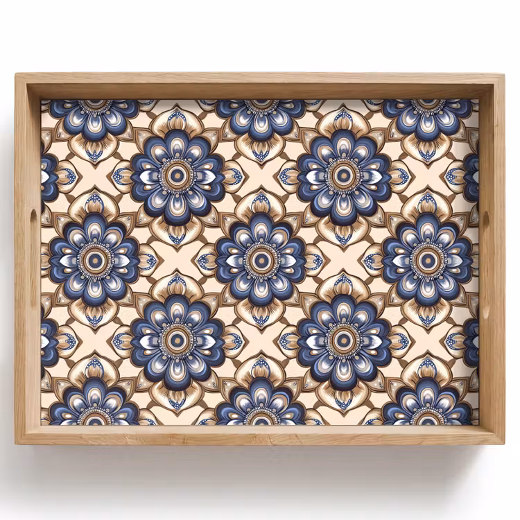 Vassoio - Floreale - Ornamento - Blu — 1