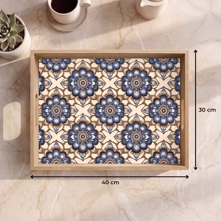 Vassoio - Floreale - Ornamento - Blu — 7