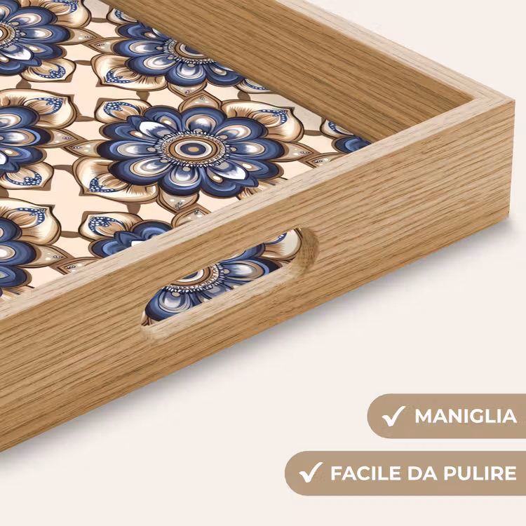 Vassoio - Floreale - Ornamento - Blu — 8
