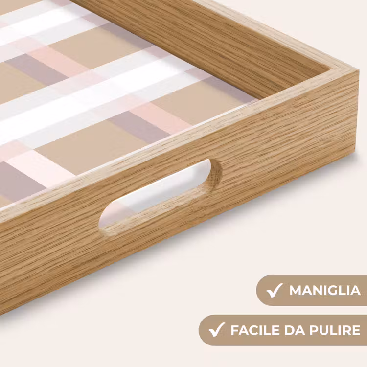 Vassoio - Motivo a scacchi - Toni della terra - Minimalista — 8