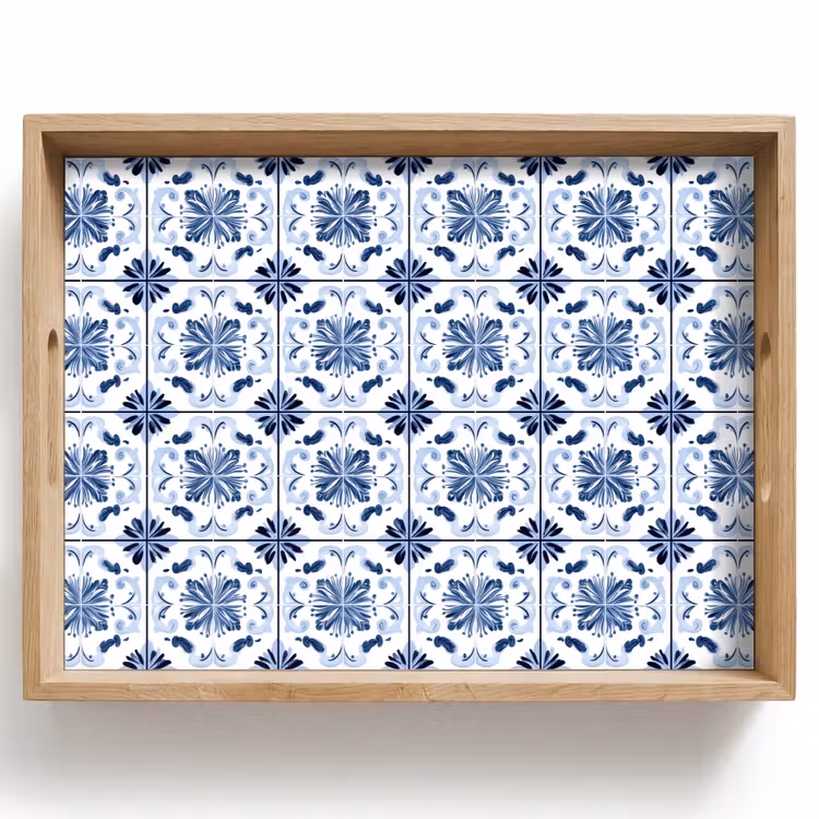Vassoio - Motivo - Piastrella - Blu — 1