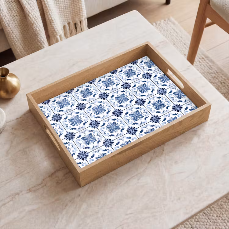 Vassoio - Motivo - Piastrella - Blu — 2