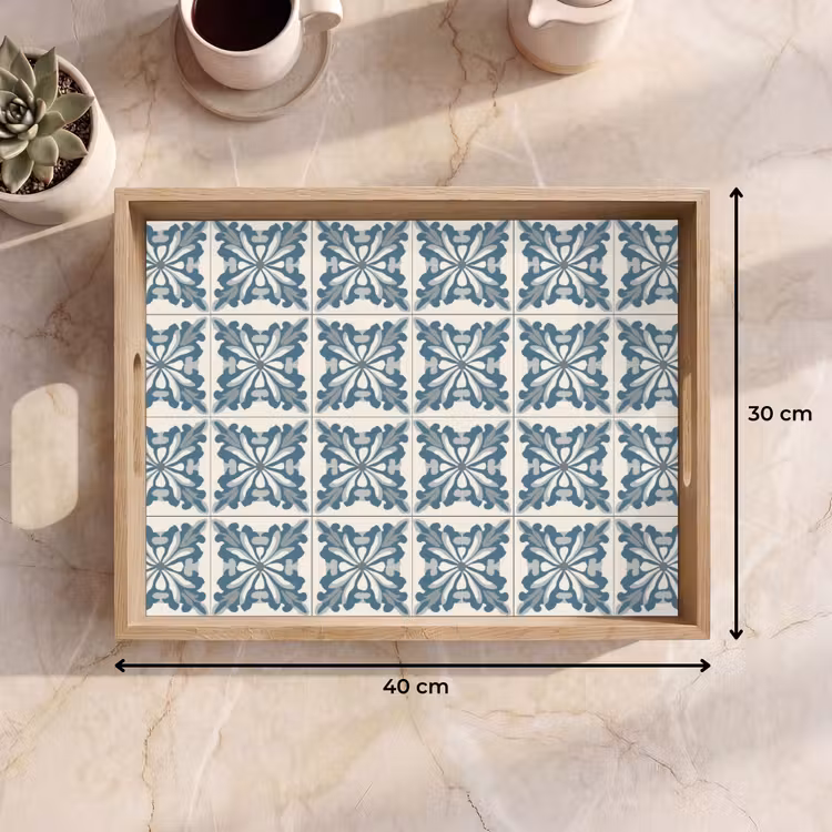 Vassoio - Motivo - Piastrella - Blu — 7