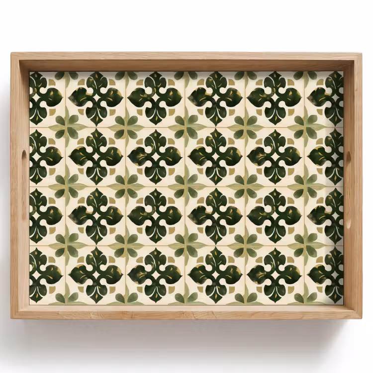 Vassoio - Motivo - Piastrella - Verde — 1