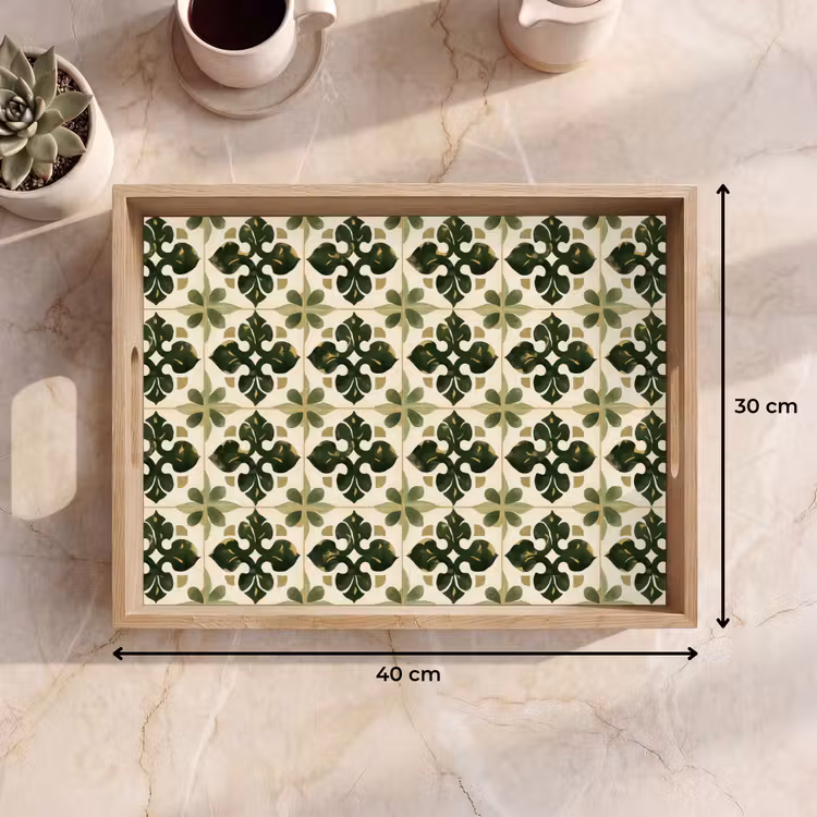 Vassoio - Motivo - Piastrella - Verde — 7