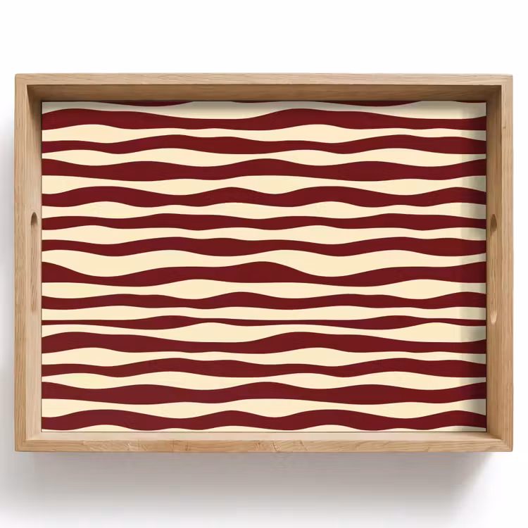 Vassoio - Onde - Rosso - Motivo - Crema — 1