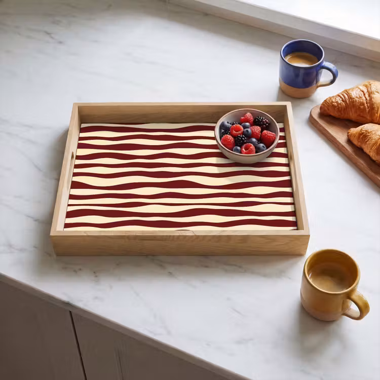 Vassoio - Onde - Rosso - Motivo - Crema — 3