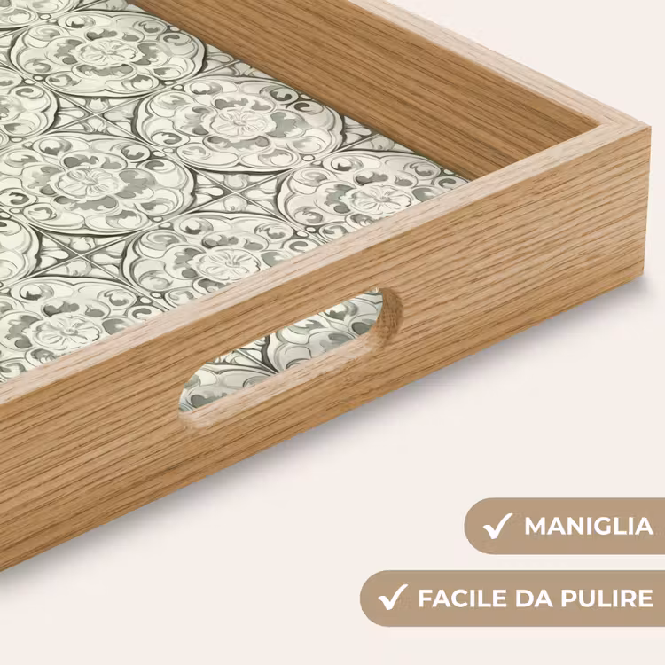 Vassoio - Ornamento riccio - Piastrella - Verde — 8
