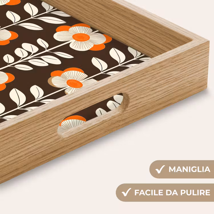 Vassoio - Fiori - Retrò - Marrone — 8