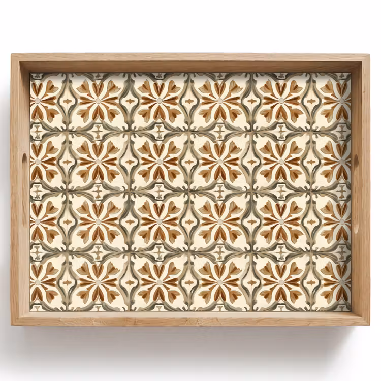 Vassoio - Piastrella ornamentale - Motivo - Marrone — 1