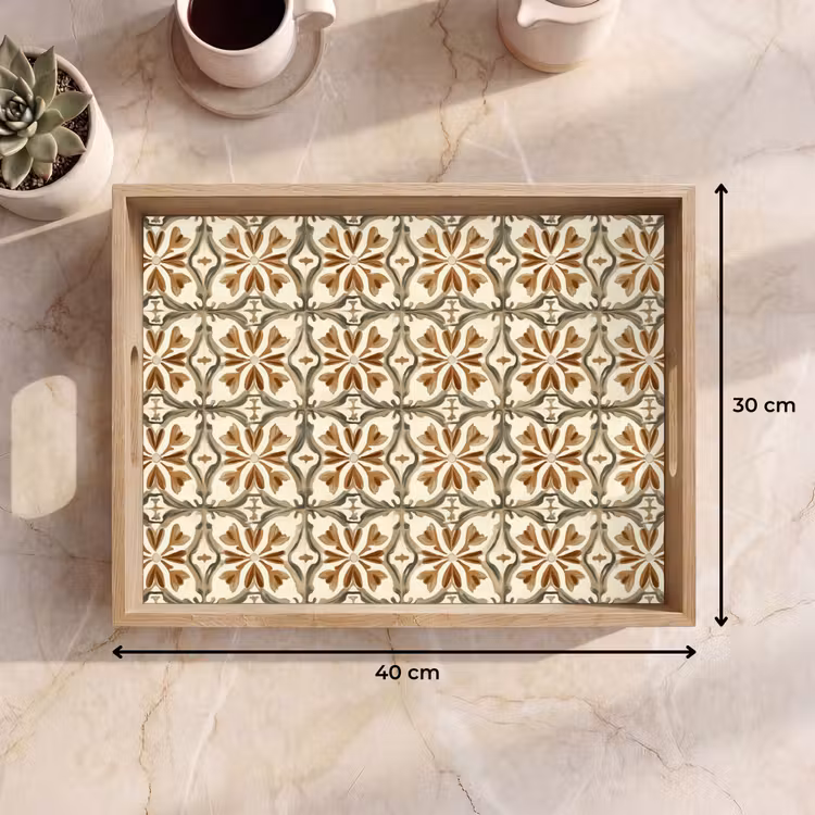 Vassoio - Piastrella ornamentale - Motivo - Marrone — 7