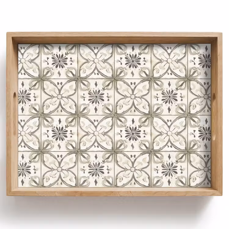 Vassoio - Antico - Piastrella - Beige — 1