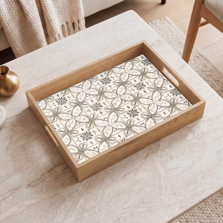 Vassoio - Antico - Piastrella - Beige — 2