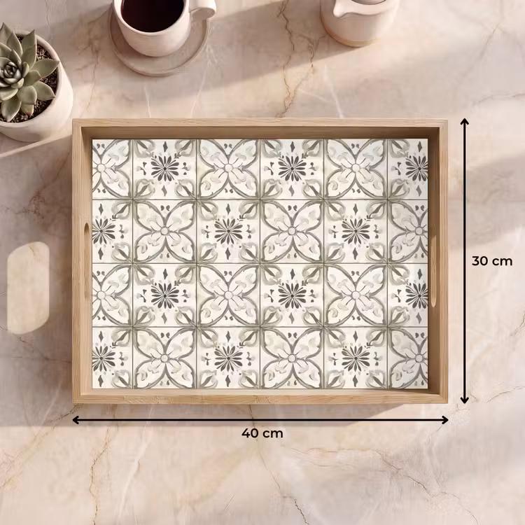 Vassoio - Antico - Piastrella - Beige — 7