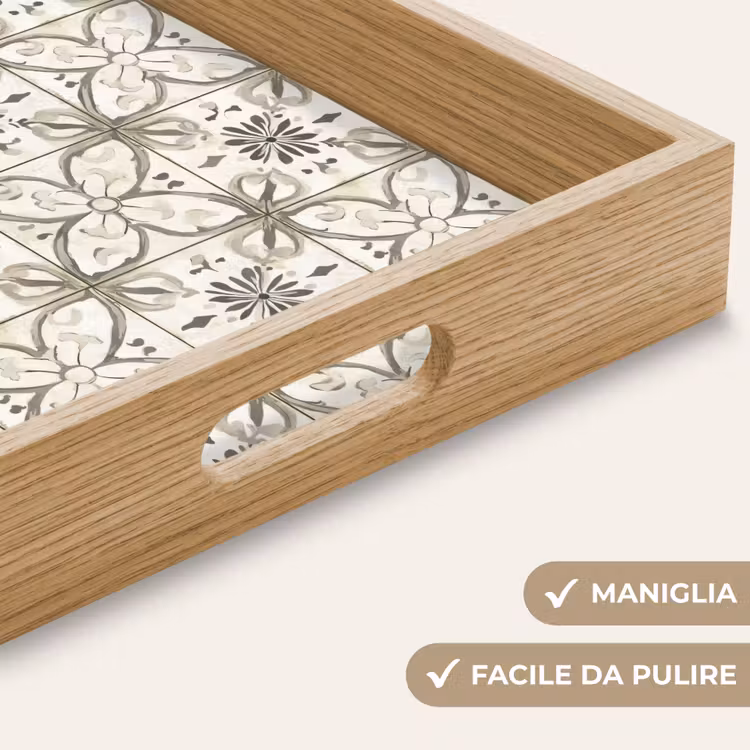 Vassoio - Antico - Piastrella - Beige — 8