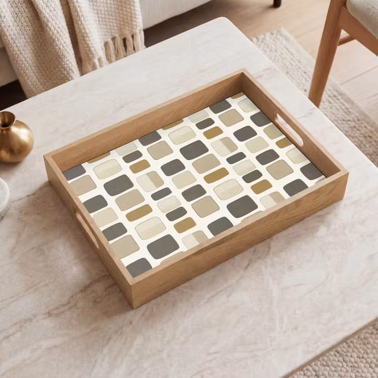 Vassoio - Blocchi - Vintage - Grigio — 2