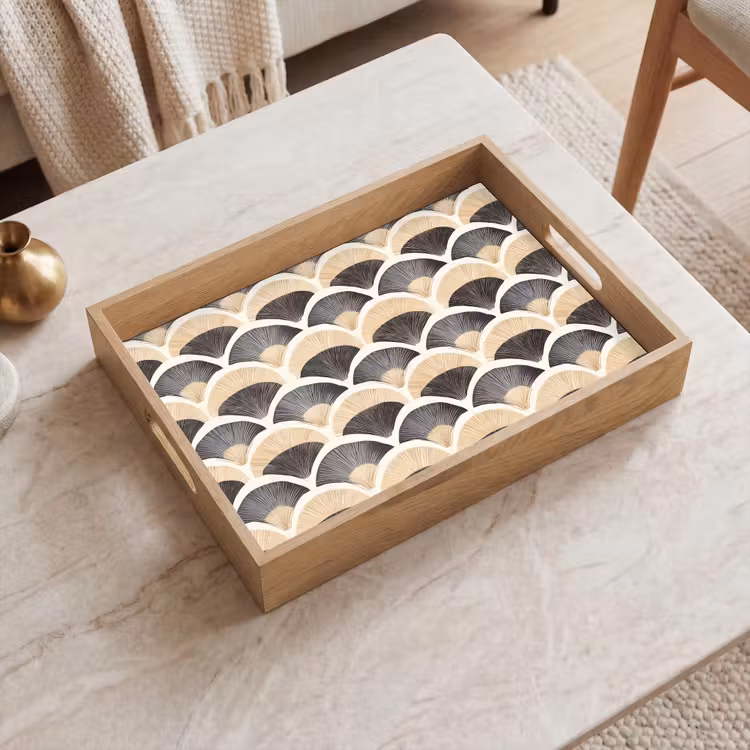 Vassoio - Ventaglio - Modello - Nero - Beige — 2